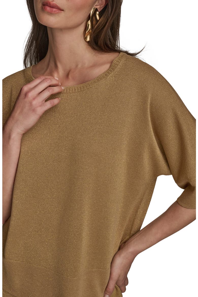 Metallic Short Sleeve Sweater, Alternate, color, FAWN COMBO