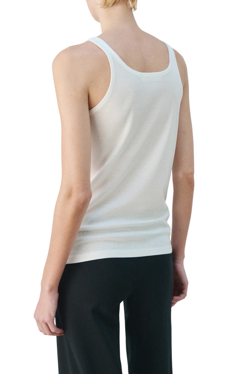 MANGO Scoop Neck Cotton Tank, Alternate, color, White