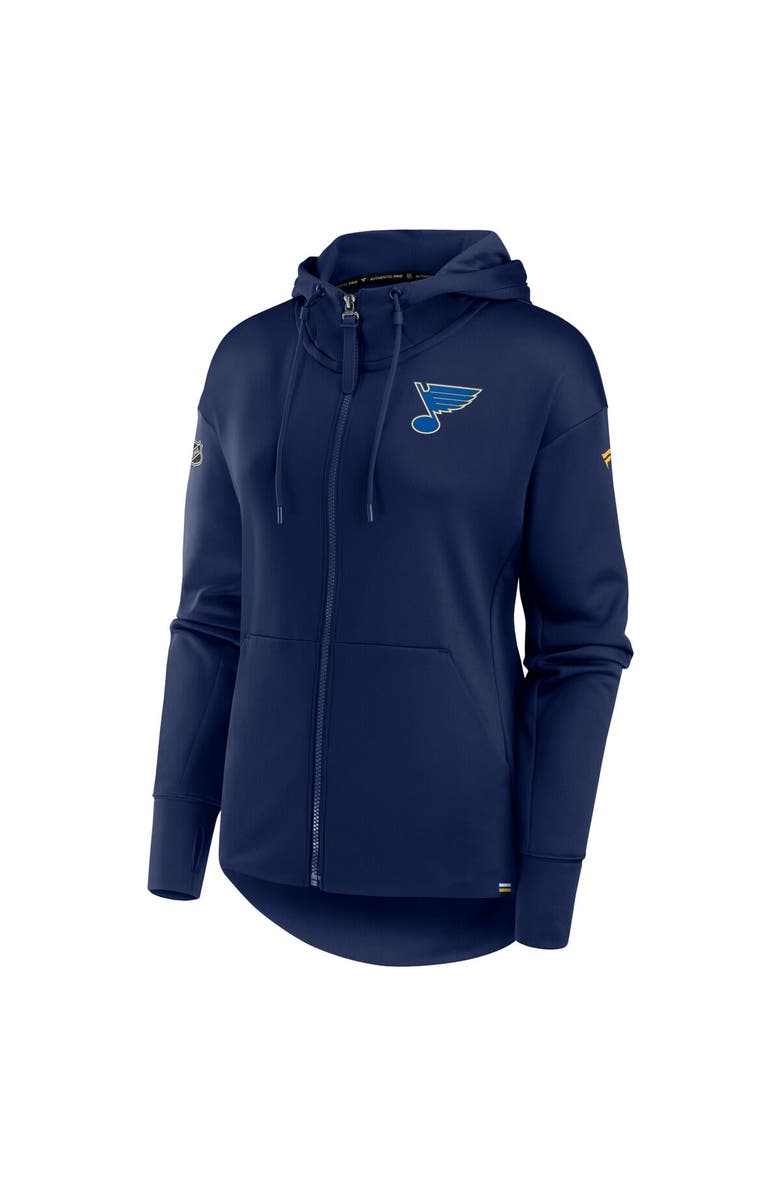 FANATICS Women's Fanatics Branded Navy St. Louis Blues Authentic Pro Scuba Full-Zip Hoodie, Alternate, color,