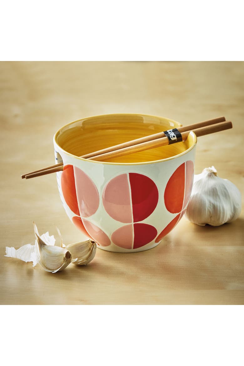 Geo Circles Noodle Bowl S/2 Multi Stoneware Everyday, Alternate, color, Beige