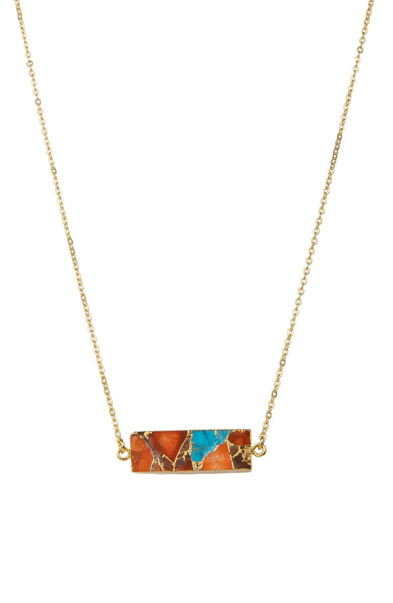 SAACHI Rectangle Gemstone Necklace, Main, color, Multi