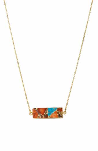 Rectangle Gemstone Necklace