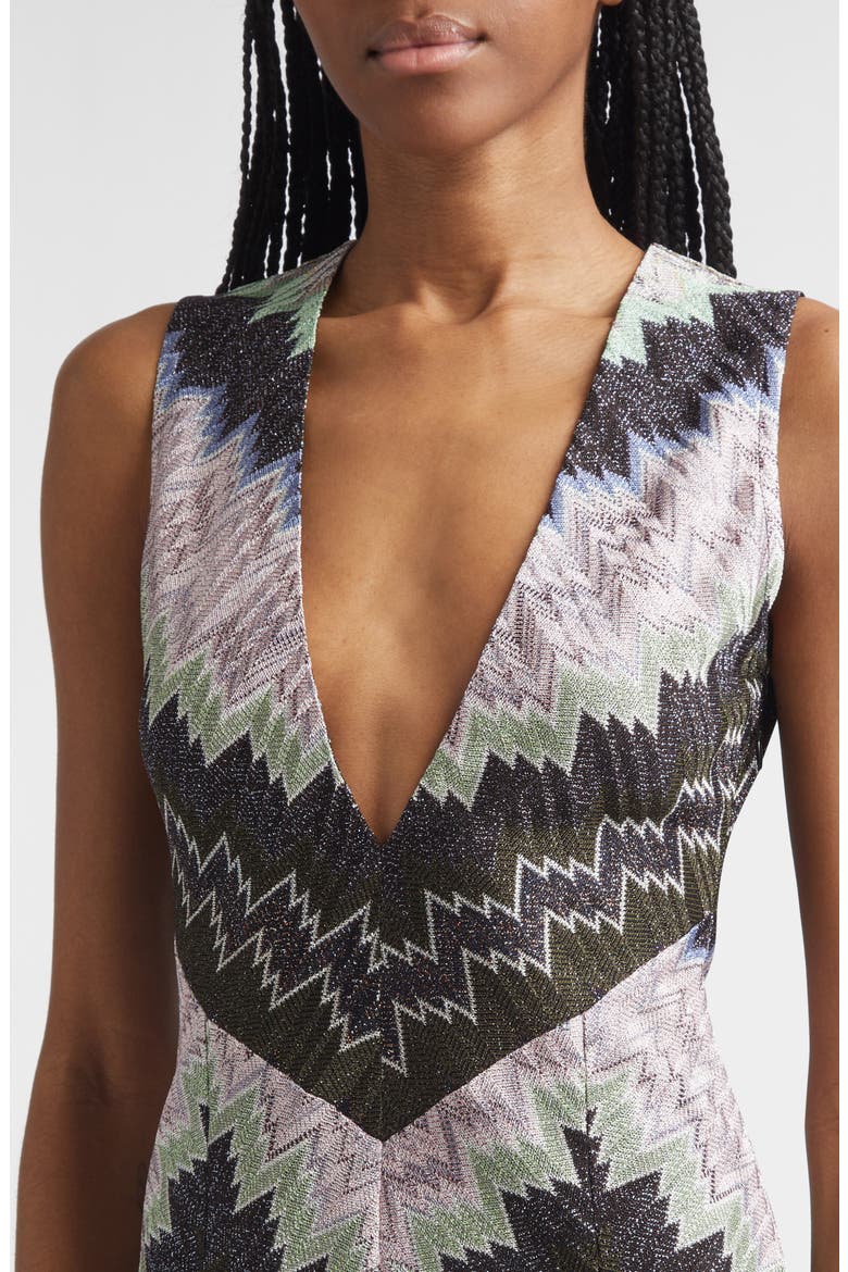 Metallic Zigzag Raschel Knit Dress, Alternate, color, MULTICOLOR W BLK BS