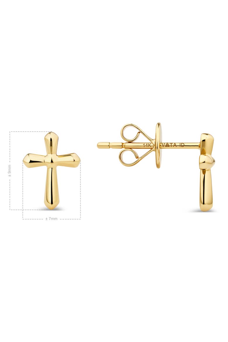 Cross Stud Earrings in 14K Gold, Alternate, color, Yellow Gold