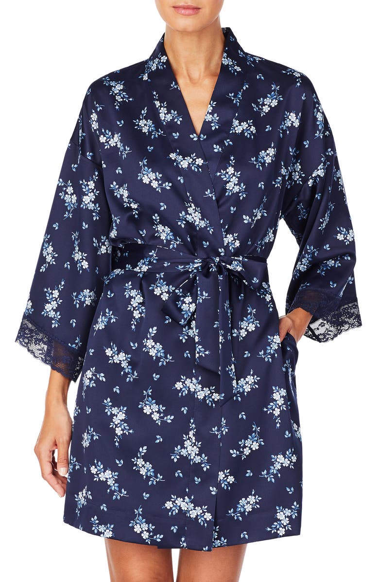 Lauren Ralph Lauren Satin Wrap Short Robe, Main, color, 