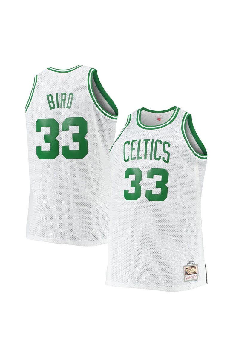 Mitchell & Ness Men's Mitchell & Ness Larry Bird White Boston Celtics Big & Tall 1985-86 Hardwood Classics Swingman Jersey, Alternate, color, 