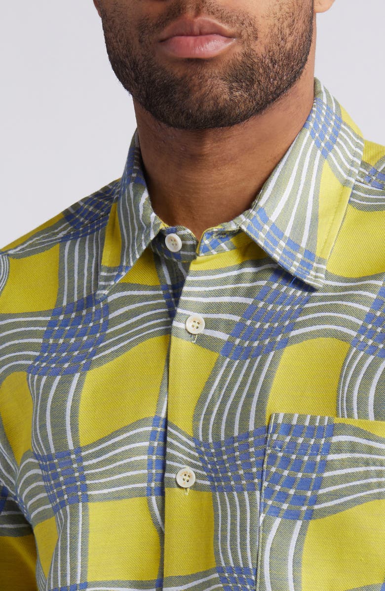 Percival Sunshine Twister Warped Check Button-Up Shirt, Alternate, color, 