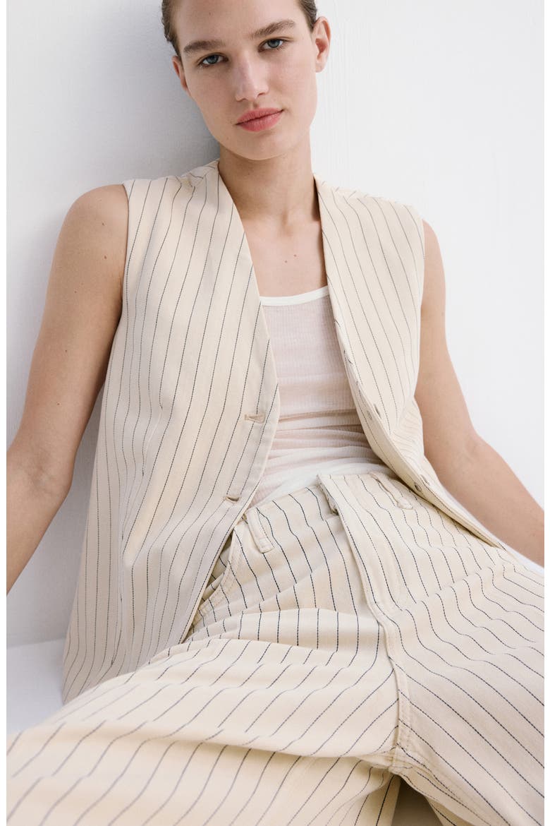 Pinstripe Suit Vest, Alternate, color, VANILLA