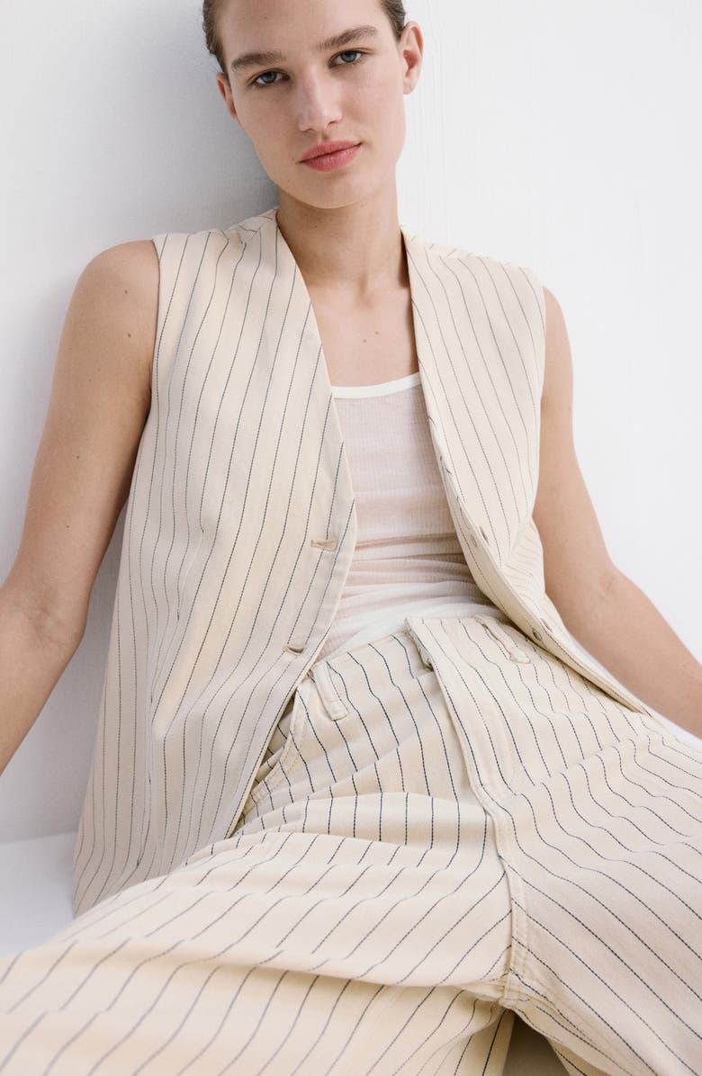 MANGO Pinstripe Suit Vest, Alternate, color, Vanilla