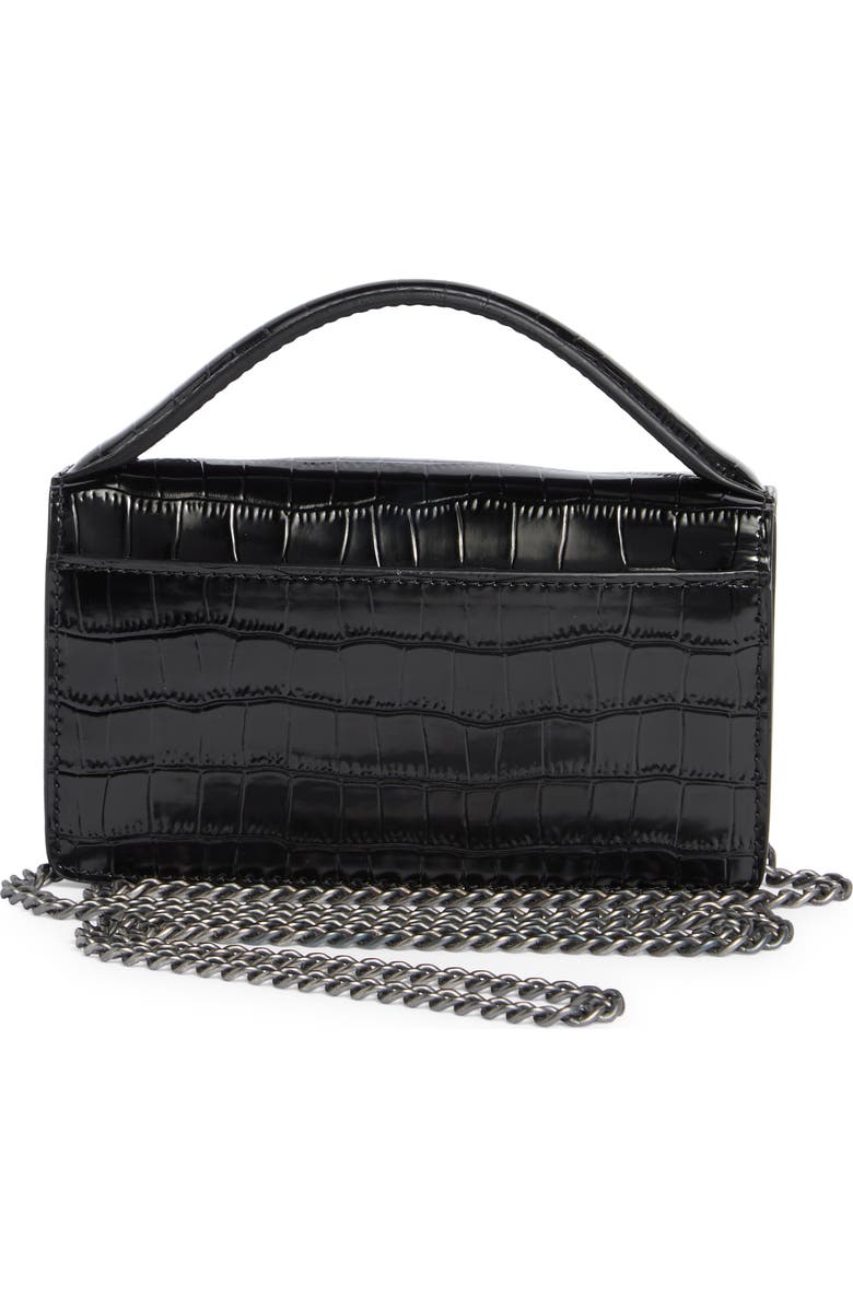 Kurt Geiger London XS Bond Croc Embossed Leather Top Handle Bag, Alternate, color, Black