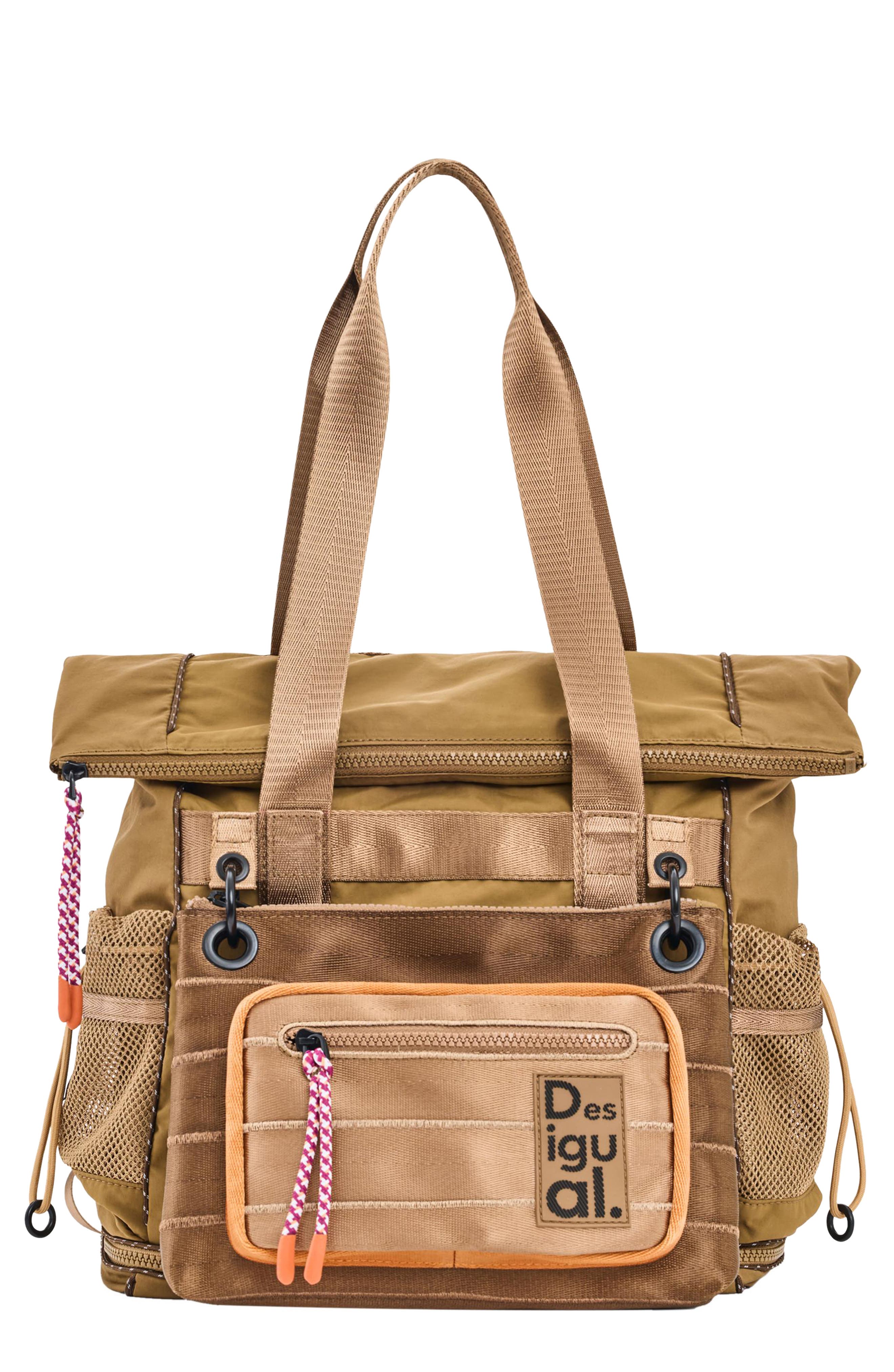 Desigual Large Nylon Backpack, Main, color, Camel