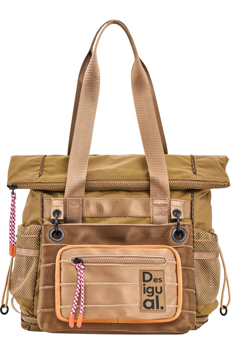 Desigual Large Nylon Backpack, Main, color, Camel