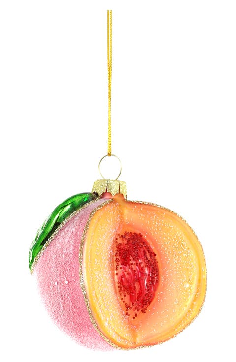 Sugared Peach Glass Ornament