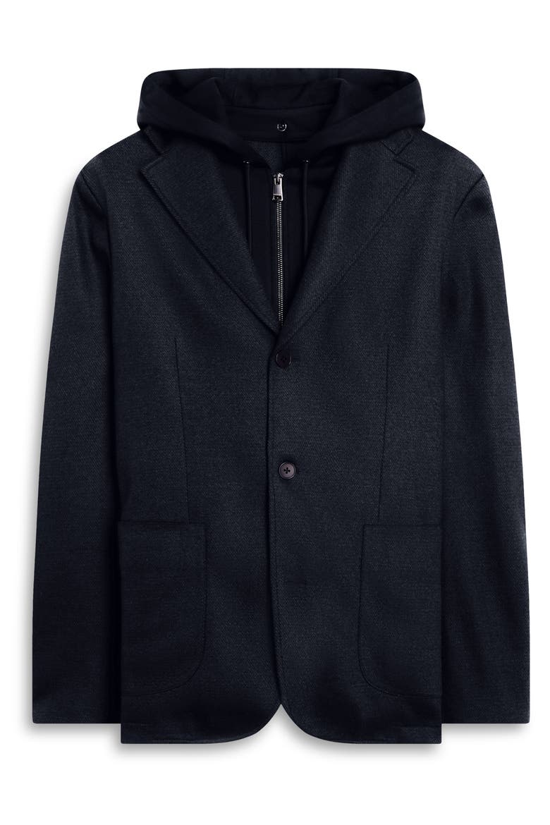 Wool Three Button Blazer with Hood, Alternate, color, NAVY