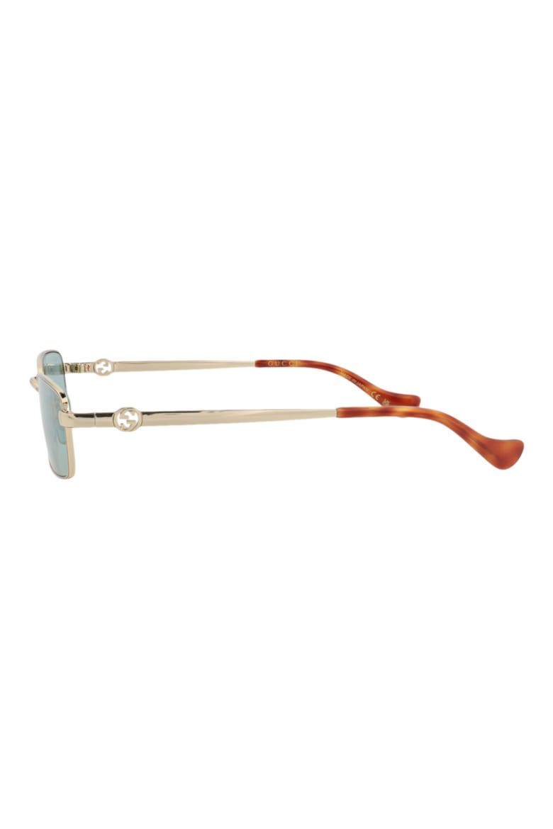 56mm Rectangle Metal Frame Sunglasses, Alternate, color, GOLD GOLD GREEN