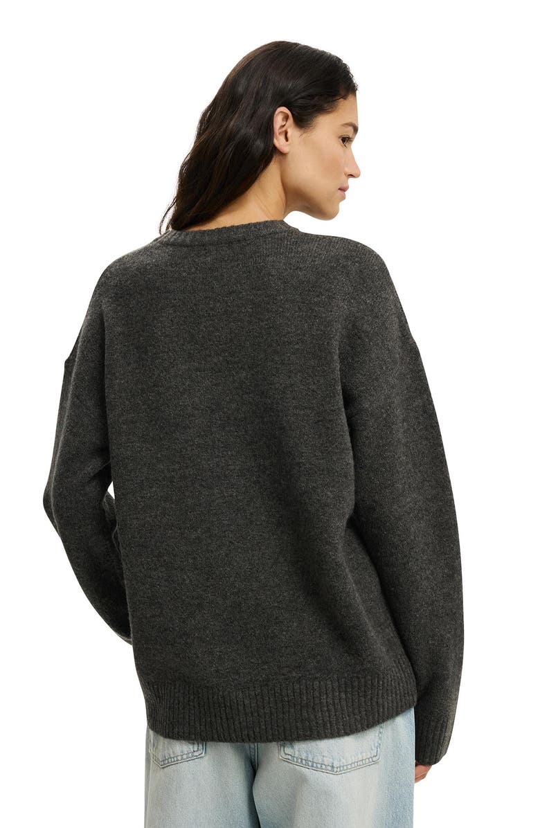 Cotton On Women's Luxe Crew Sweater, Alternate, color, Charcoal Marle