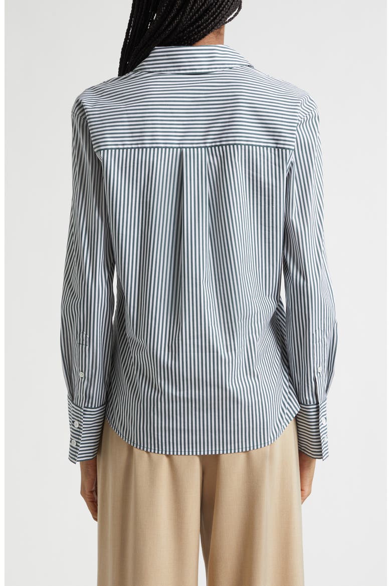Perezzi Stripe Asymmetric Button-Up Shirt, Alternate, color, PINE/ WHITE