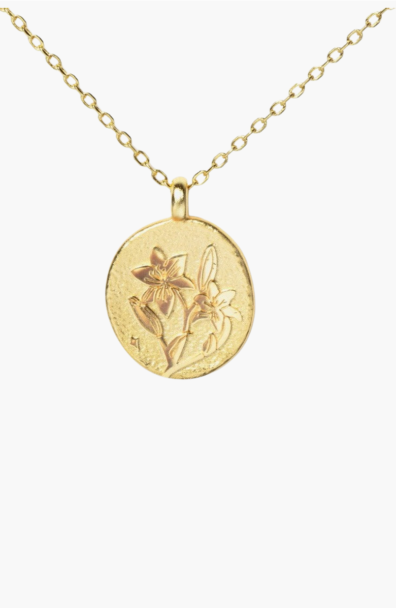 Little Sky Stone Gold Birth Flower Necklace, Alternate, color, Daisy / April