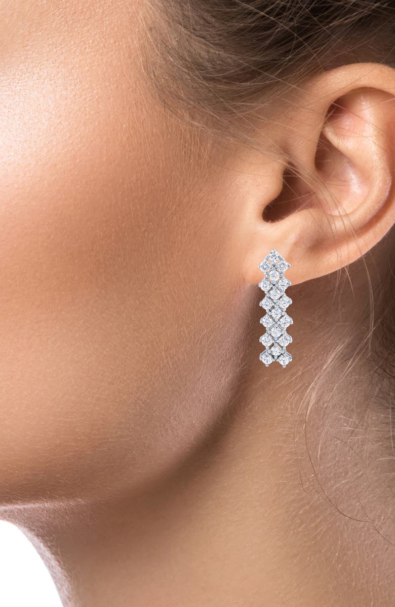 CZ by Kenneth Jay Lane Cubic Zirconia Chevron Linear Drop Earrings, Alternate, color, Silver