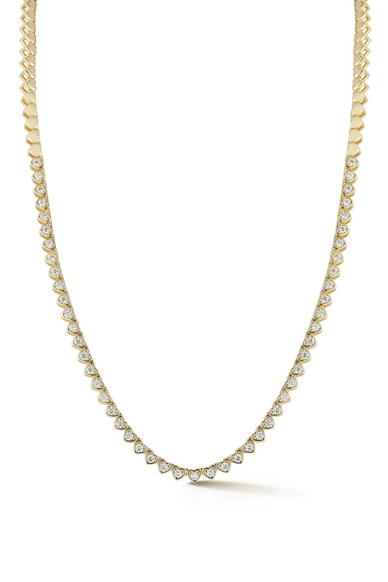 Heart Cubic Zirconia Tennis Necklace, Main, color, GOLD