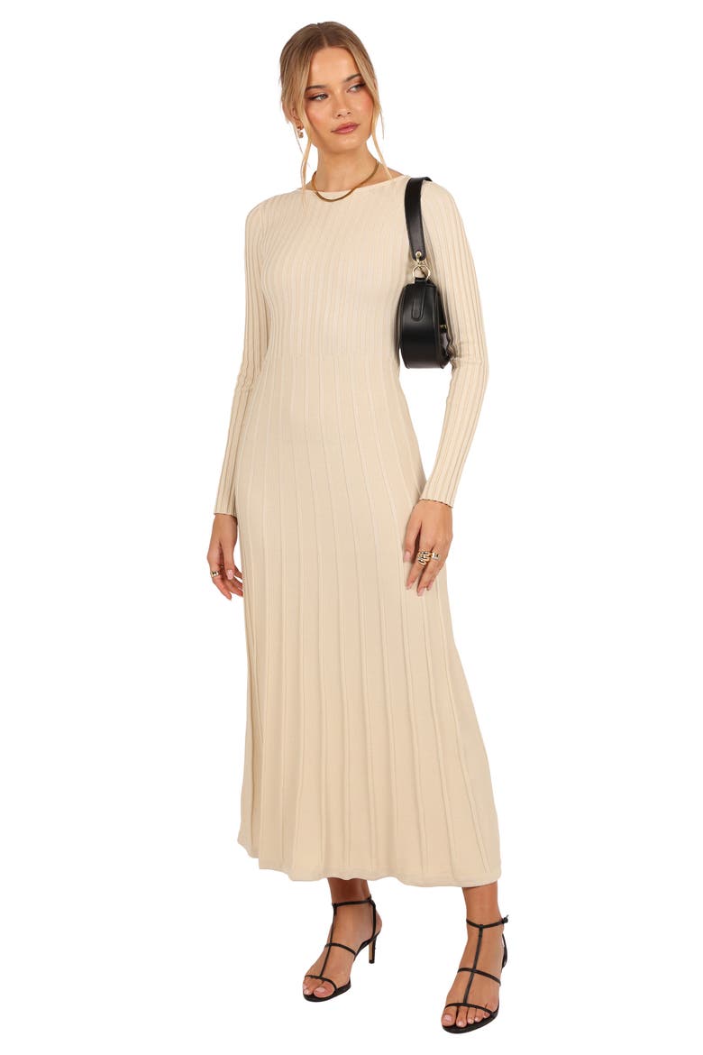 Alison Long Sleeve Rib Maxi Dress, Alternate, color, CREAM