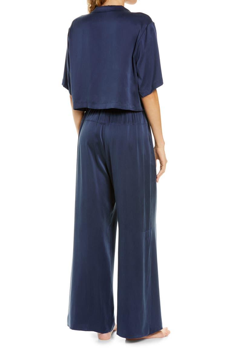 Washable High Waist Silk Pajamas, Alternate, color, DEEP BLUE