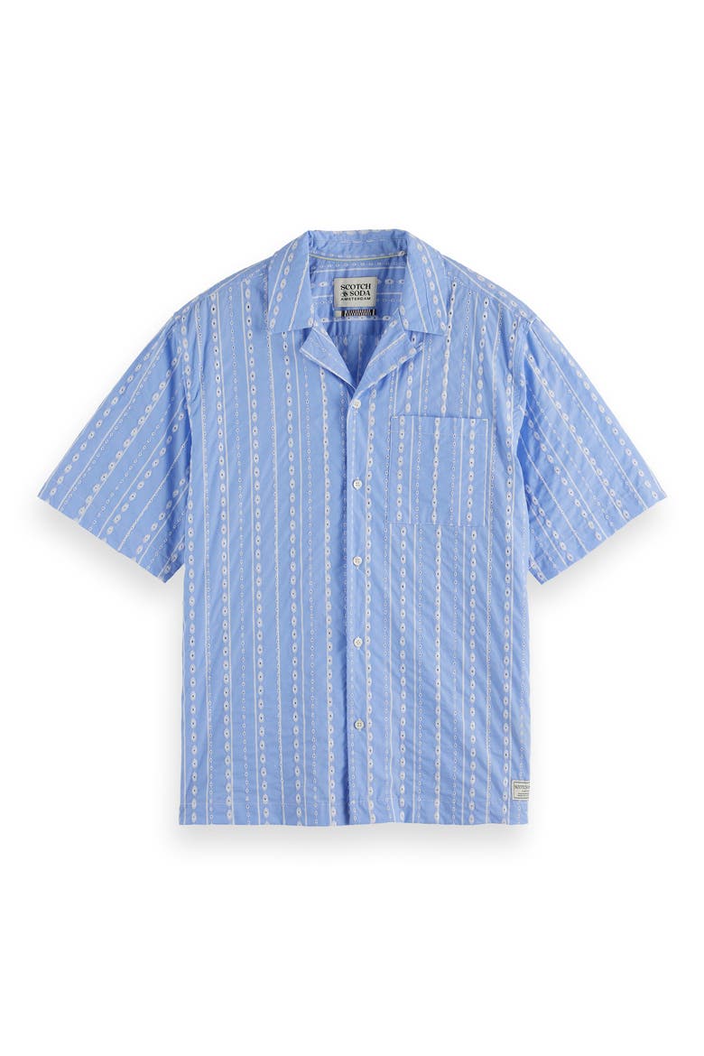 Embroidered Cotton Camp Shirt, Alternate, color, SKY BLUE