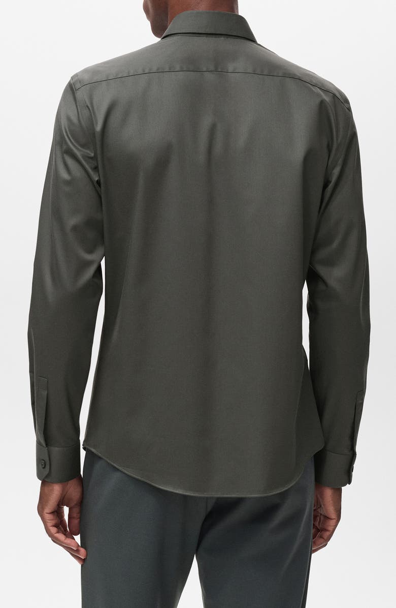 MANGO Stretch Button-Up Shirt, Alternate, color, Khaki Green