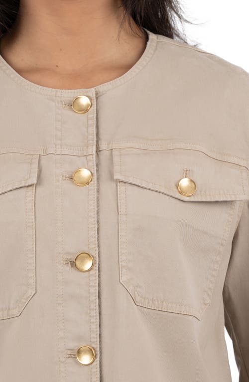 Kut From The Kloth Camille Collarless Twill Jacket In Sand