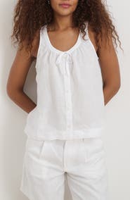 Alex Mill Sidney Tie Neck Sleeveless Linen Top