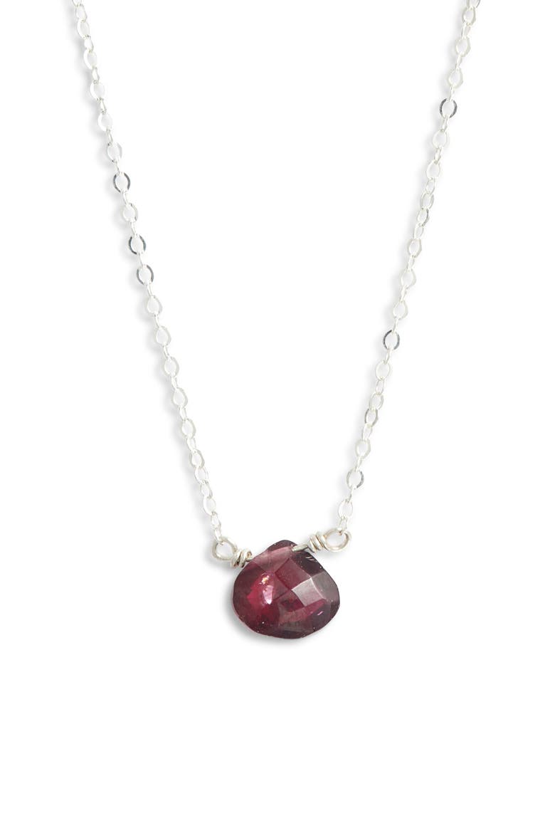 Birthstone Pendant Necklace, Main, color, STERLING SILVER