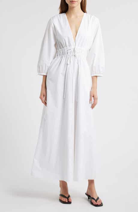 FRAME The Cinched Organic Cotton Maxi Dress