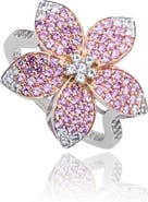 SUZY LEVIAN Sterling Silver Pavé Sapphire Flower Ring