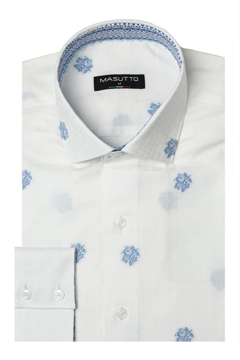 Pratt Jacquard Button-Up Shirt, Main, color, White