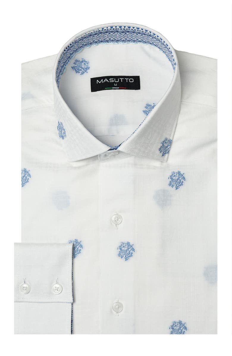 MASUTTO Pratt Jacquard Button-Up Shirt, Main, color, White