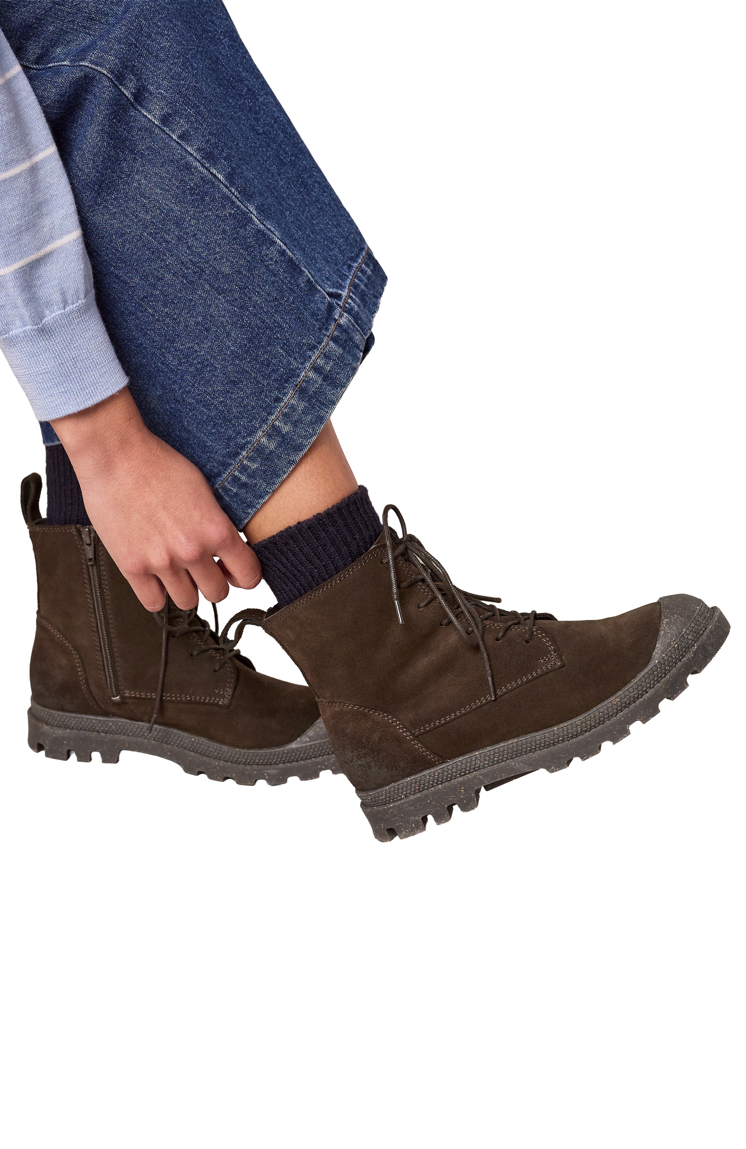 Toe Cap Lace Up Boot, Alternate, color, Chocolate