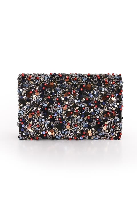 Aurora Beaded Mini Trapezoid Clutch