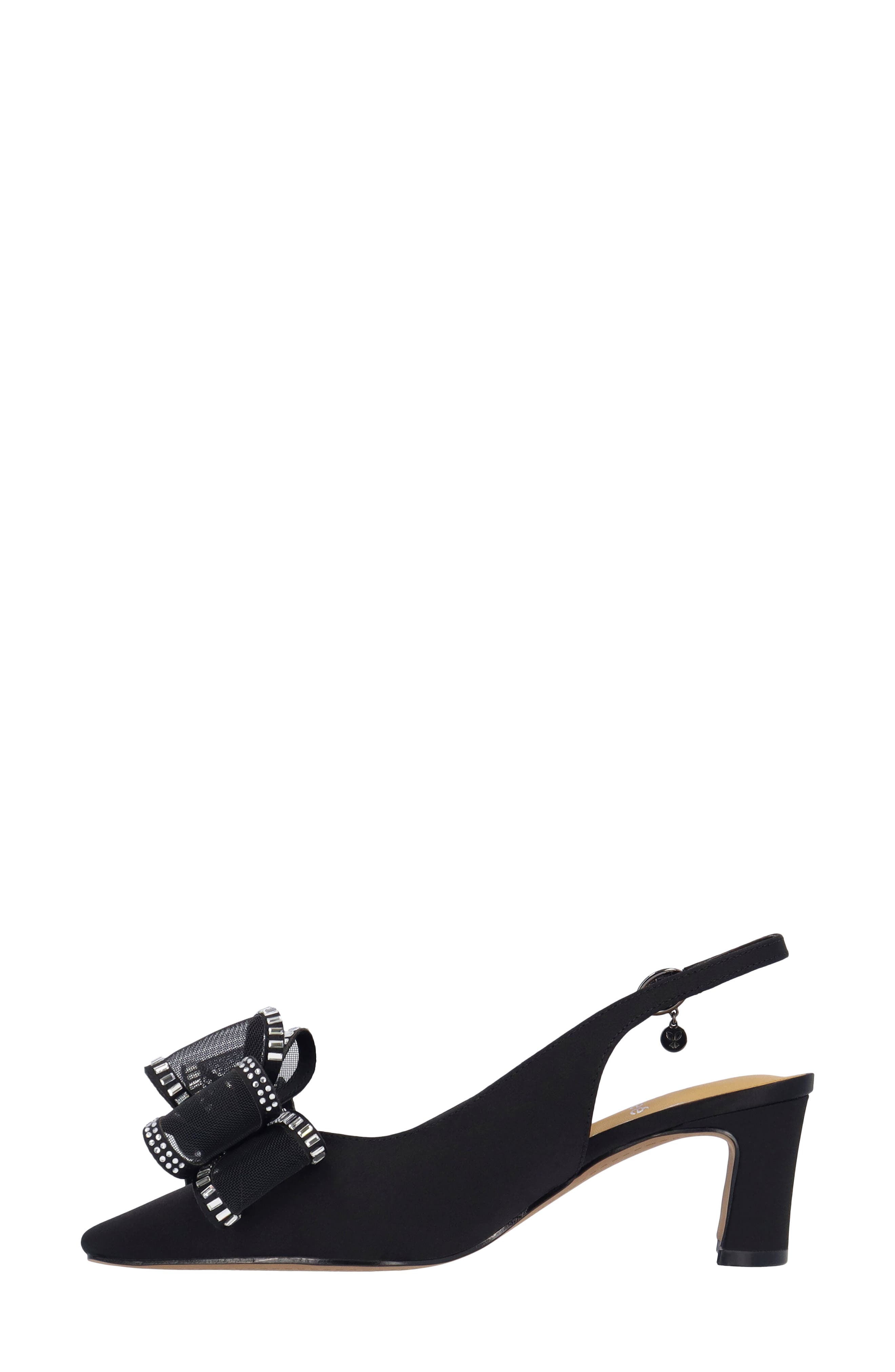 J. Reneé Kalindra Crystal Bow Embellished Slingback Pump, Alternate, color, Black