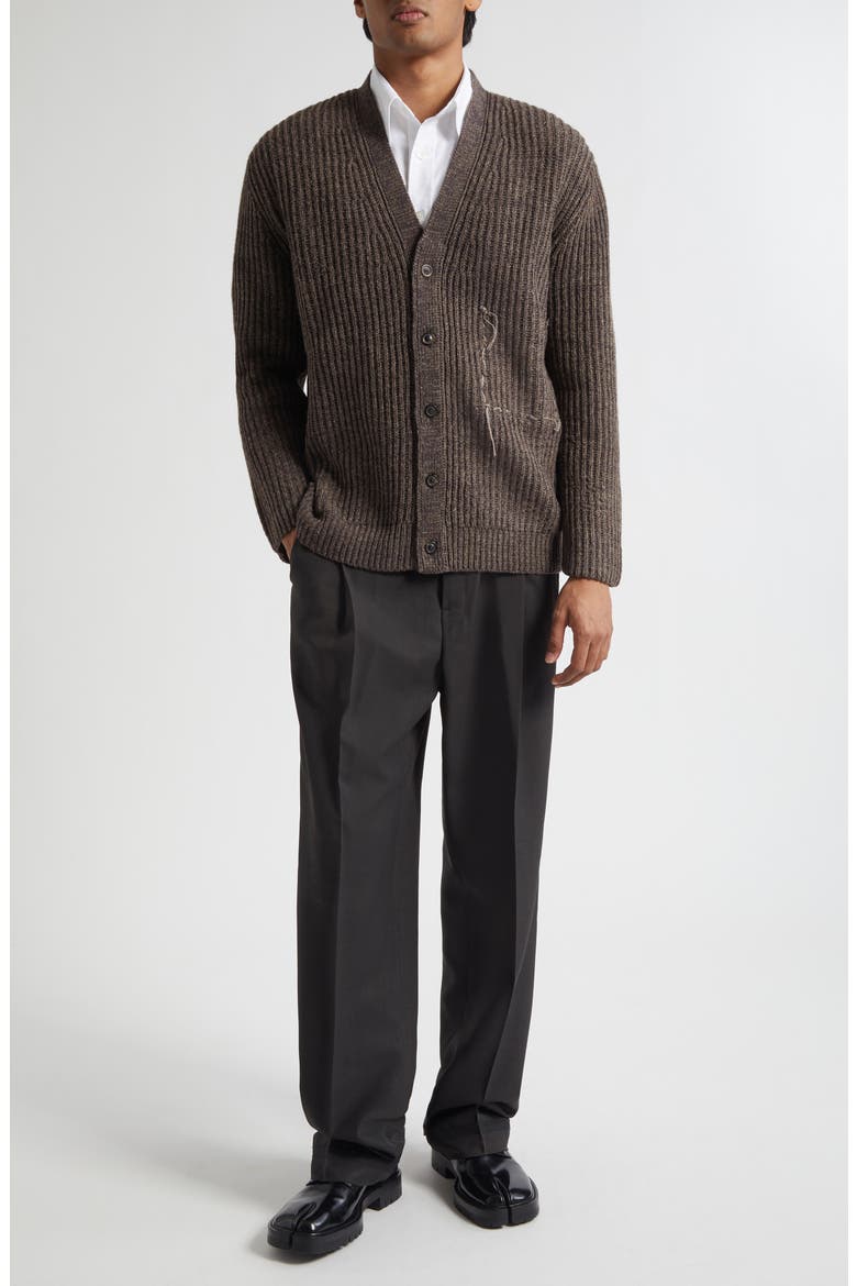 Pleated Mohair & Wool Pants, Alternate, color, DARK BROWN