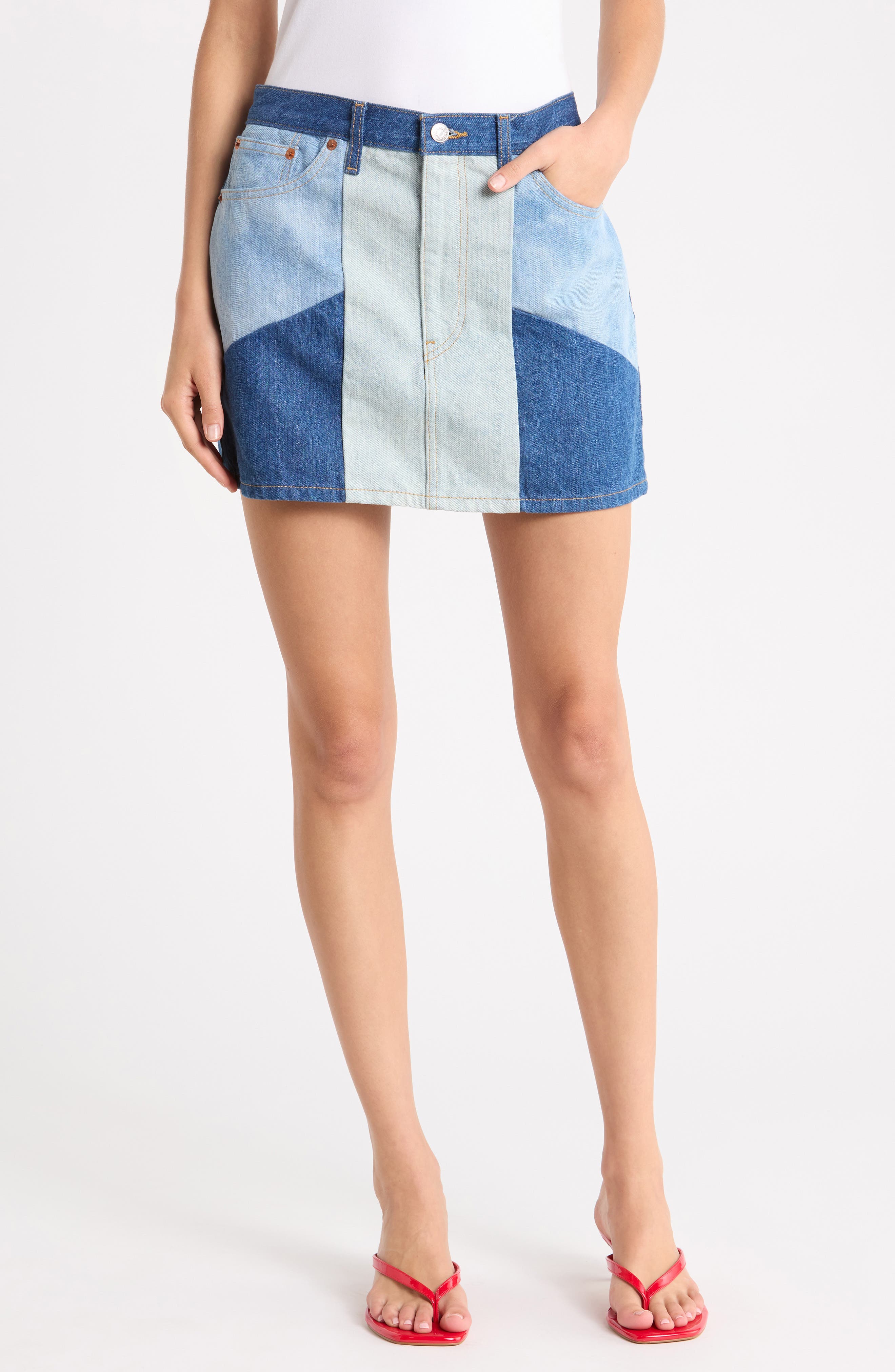 The Ollie Patchwork Denim Miniskirt