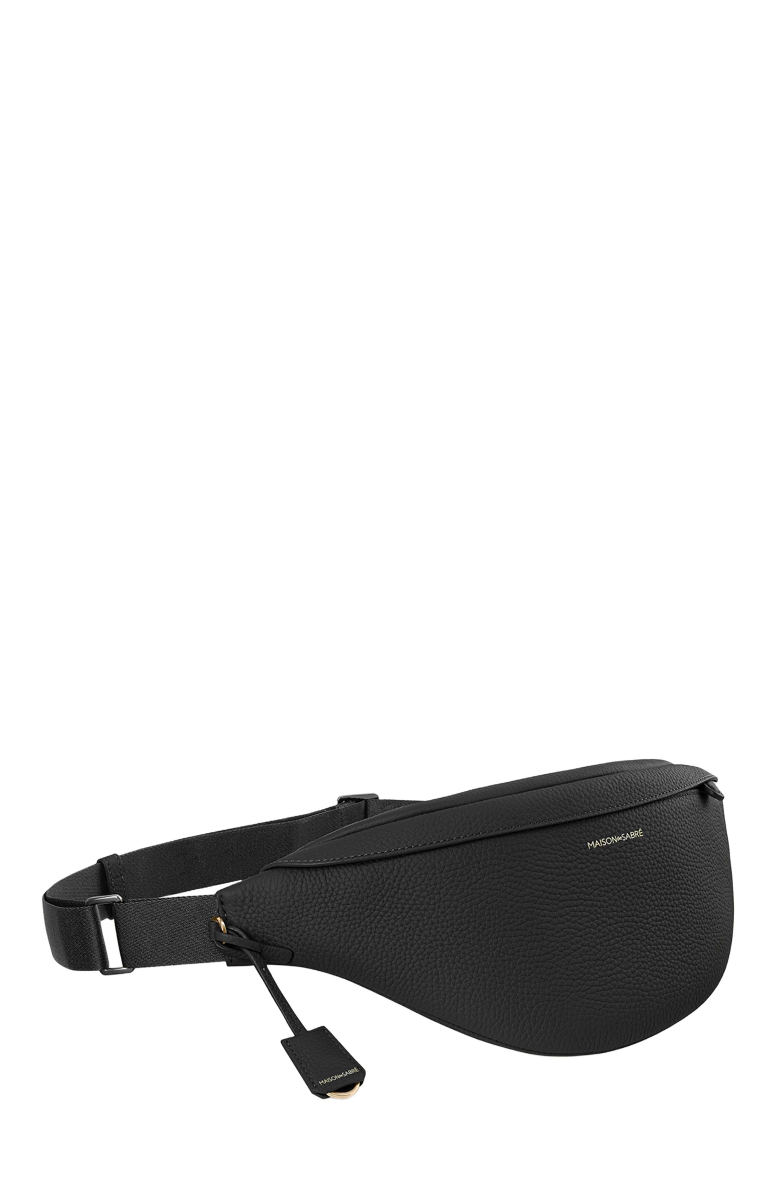 MAISON de SABRÉ Large Leather Sling Bag, Alternate, color, Black Caviar