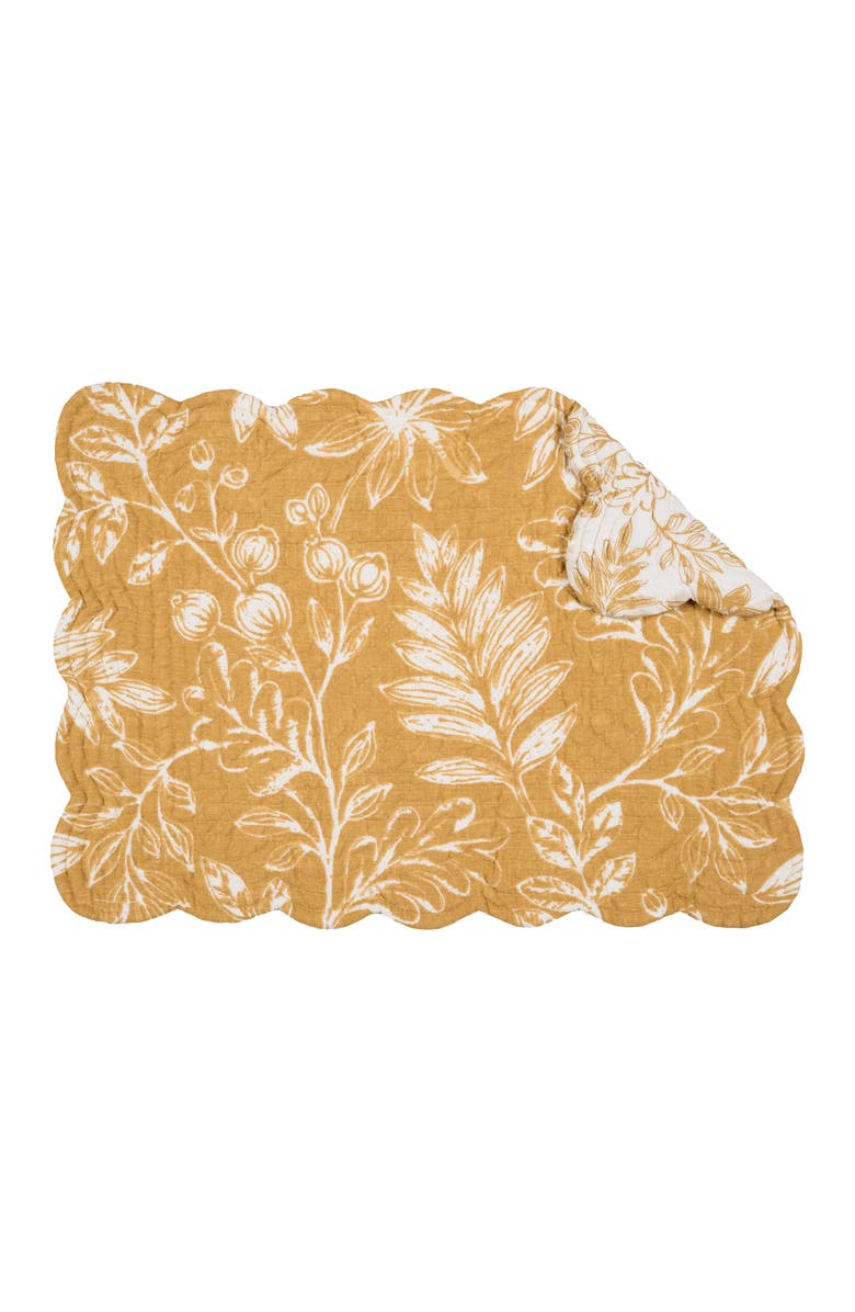 C&F Home Everview Gold 100% Cotton Set of 6 Cloth Placemats 13" x 19", Main, color, Yellow