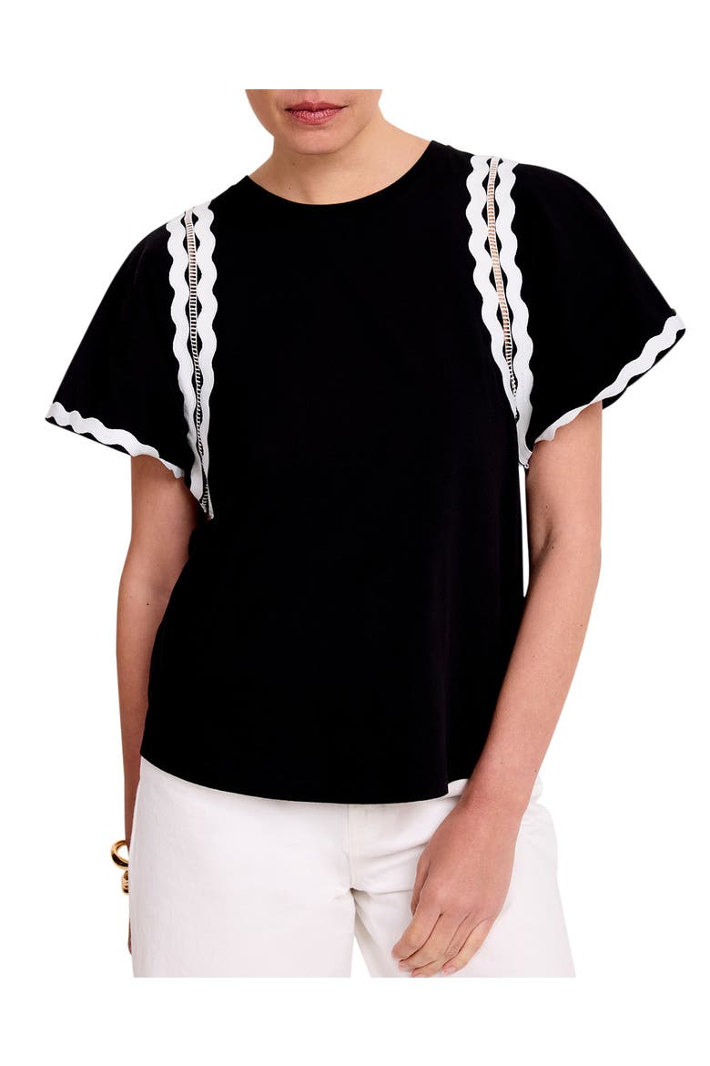 Ric Rac Trim Cotton Top, Main, color, Black