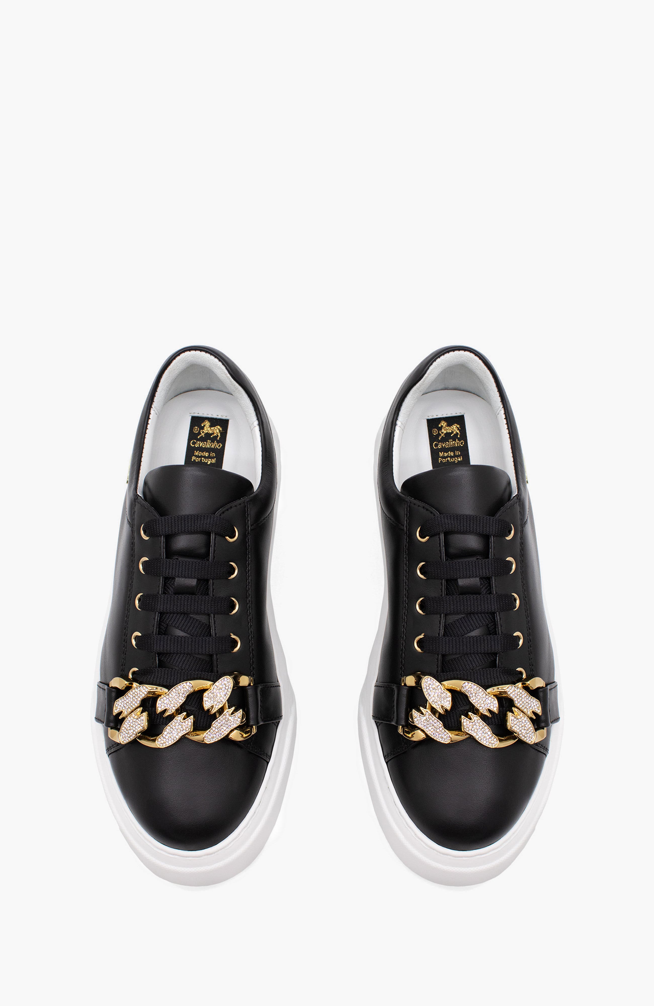 Golden Grace Leather Sneakers, Alternate, color, Black