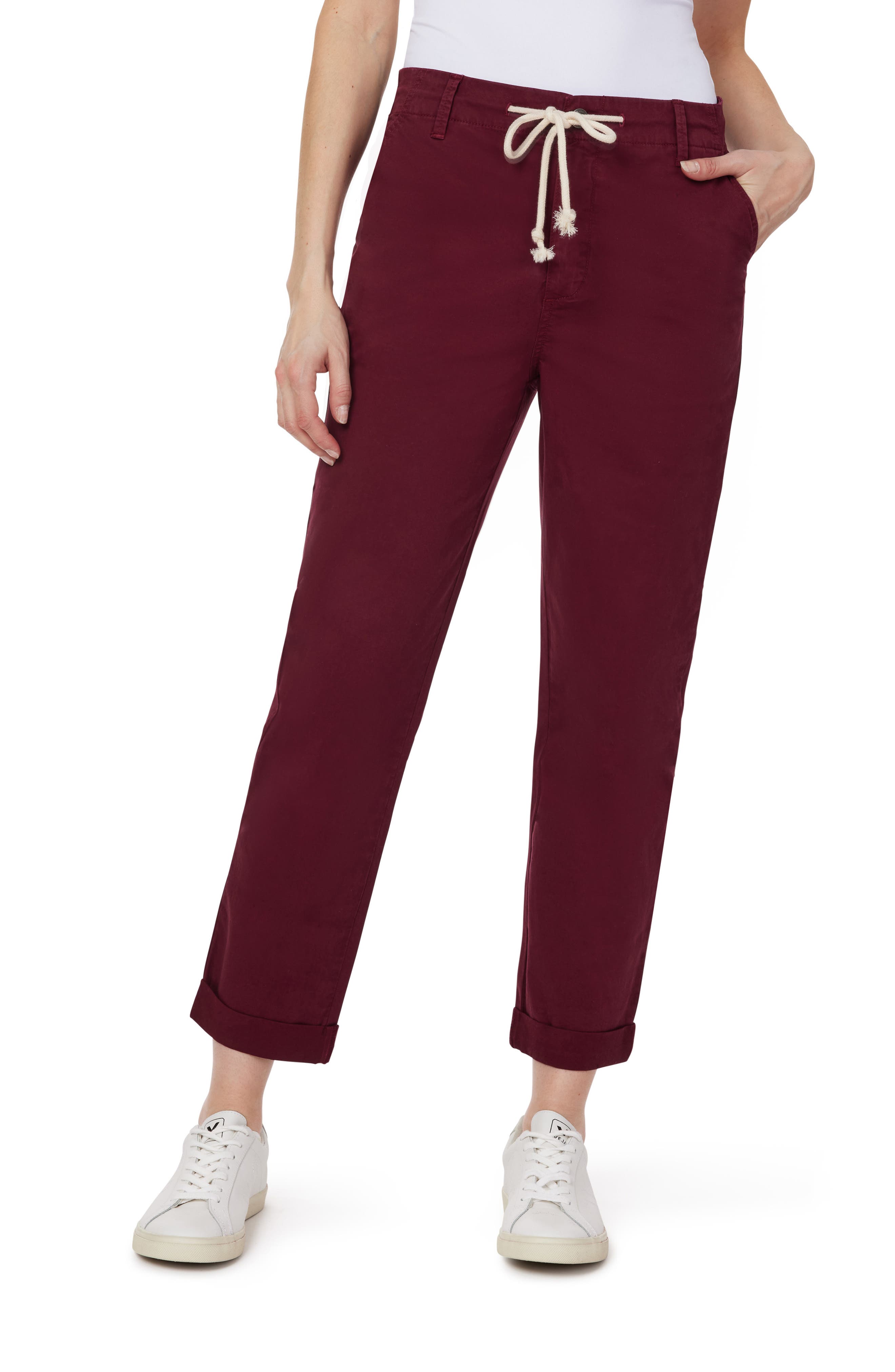 Rolled Hem Drawstring Girlfriend Pants - image 3