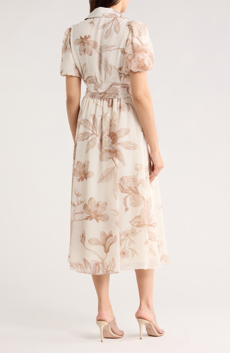 SANDRA DARREN Floral Puff Sleeve Shirtdress, Alternate, color, 