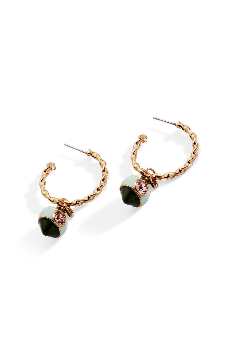 Crystal Bow & Ornament Twisted Hoop Earrings, Alternate, color, Gold