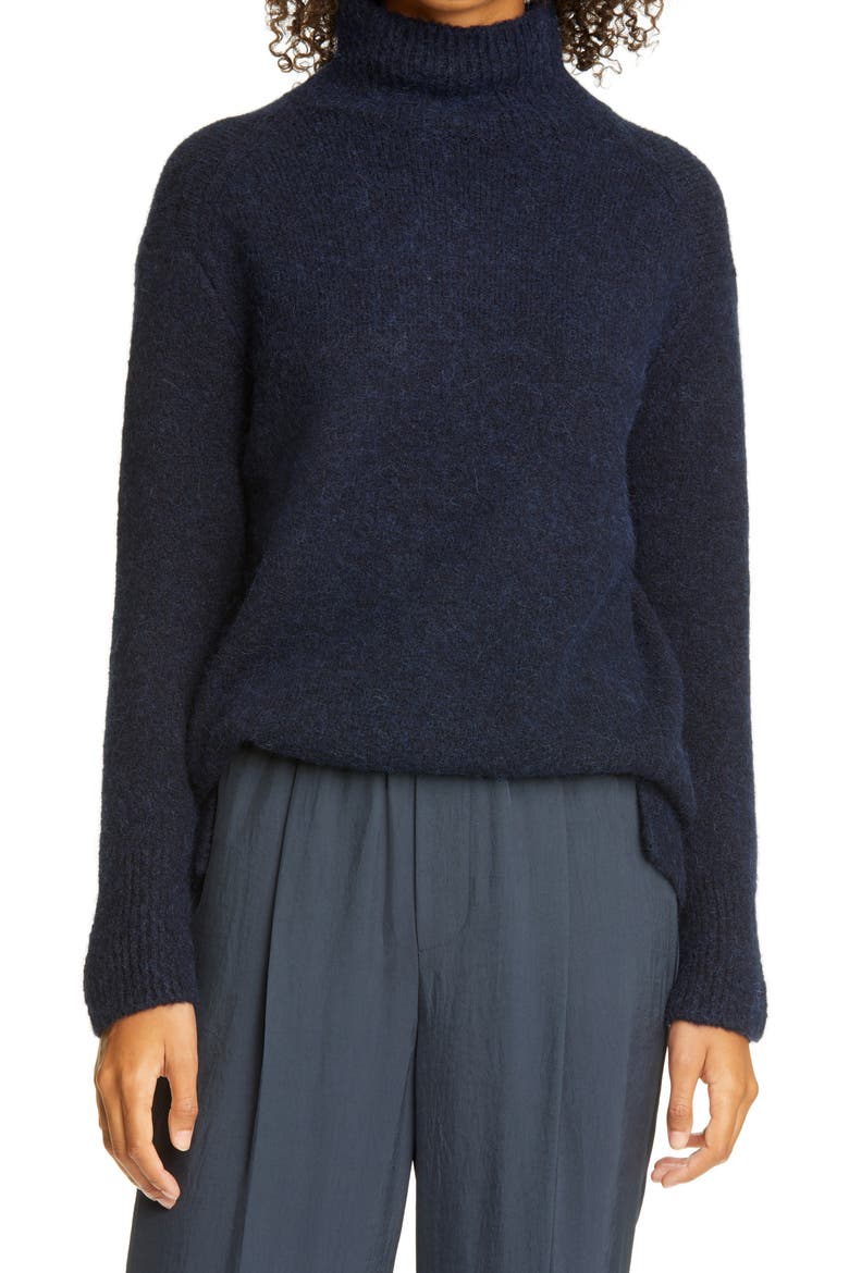 Double Slit Mock Neck Sweater, Main, color, FISHERMAN