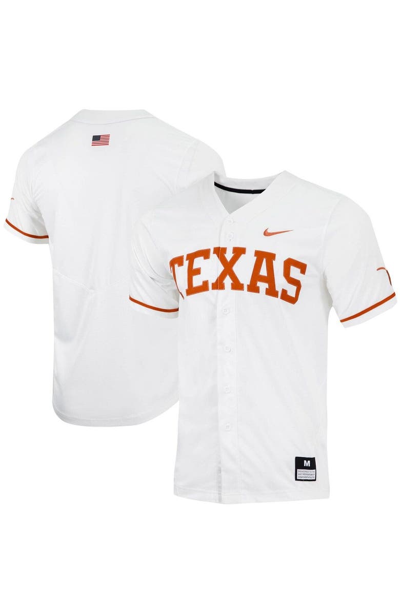 Nike Men's Nike White Texas Longhorns Replica Full-Button Baseball Jersey, Main, color, 