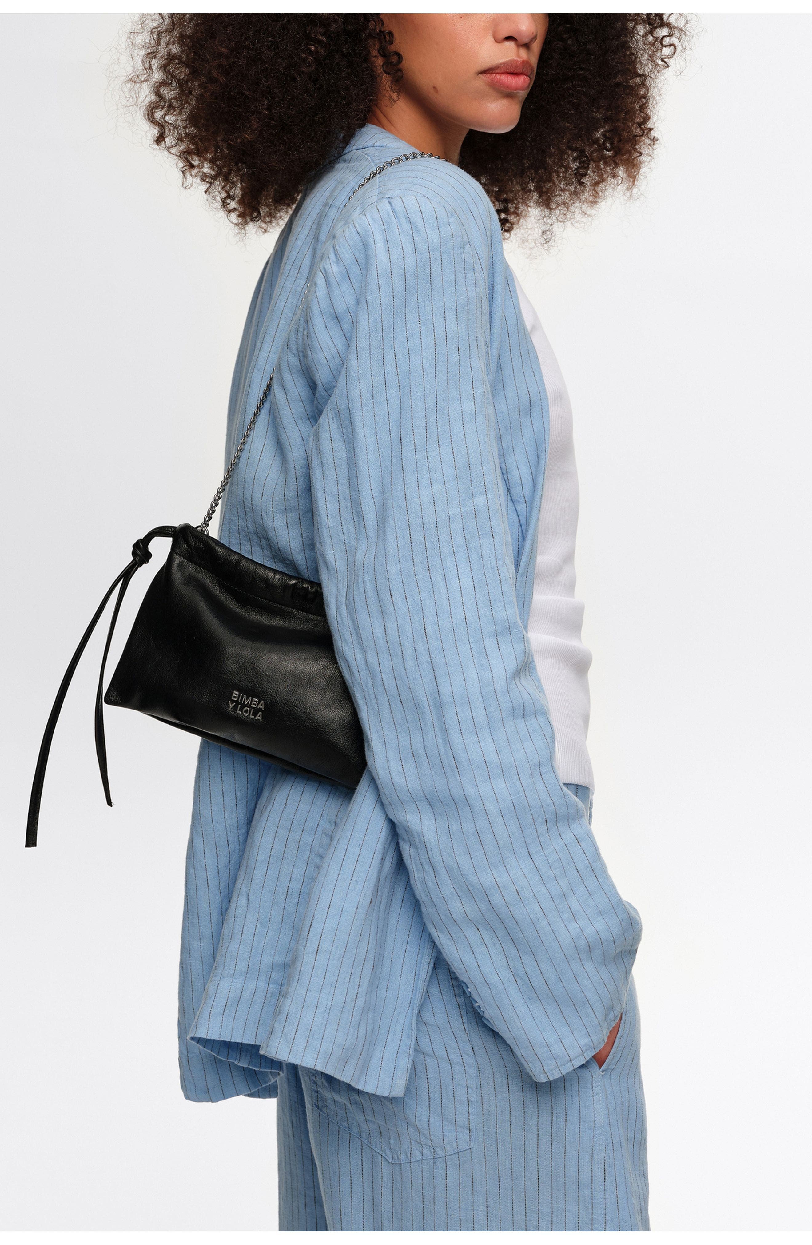 Bimba y Lola Leather Mini Multi-Strap Bag, Alternate, color, Black